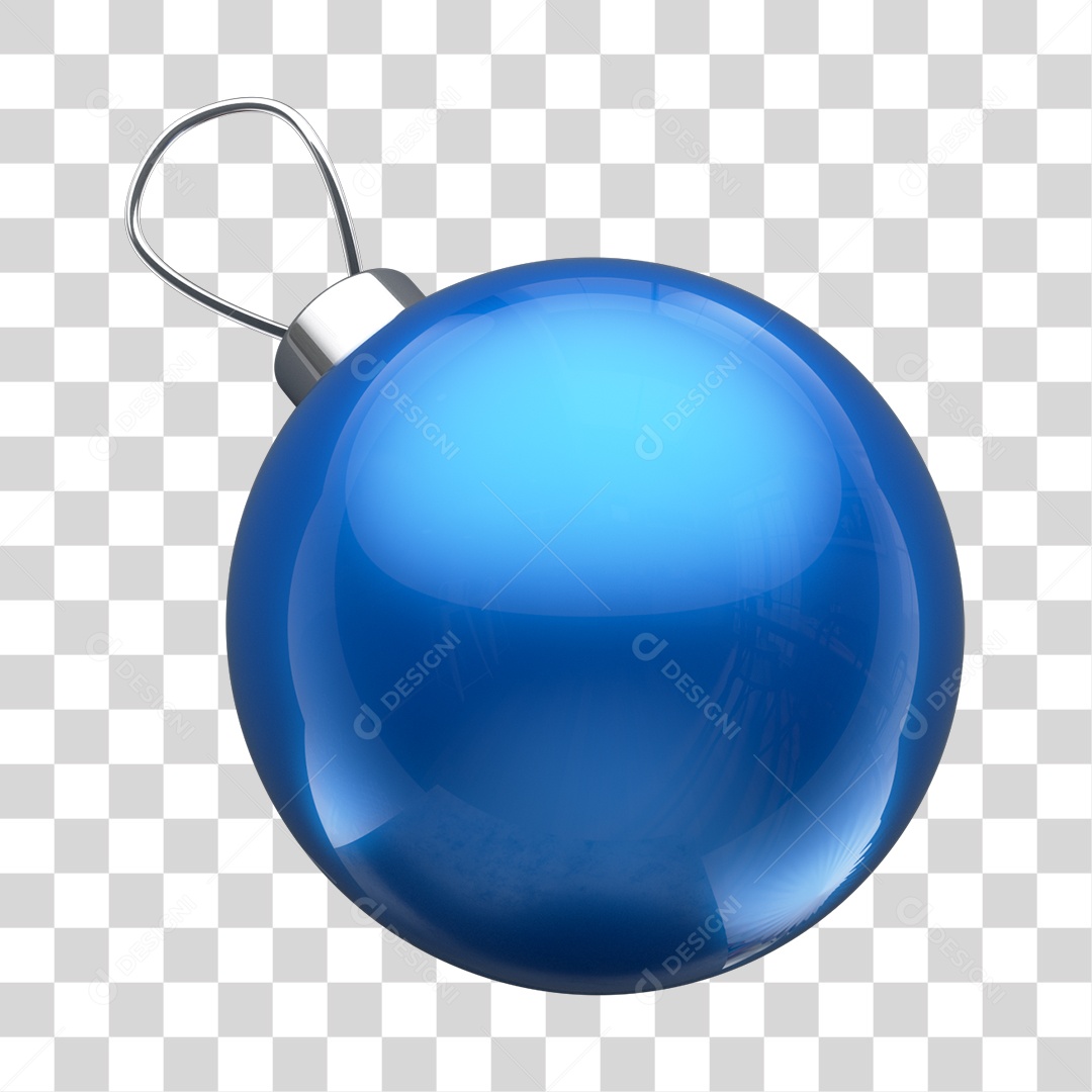 Bola de Natal Azul Elemento 3D para Composição PNG