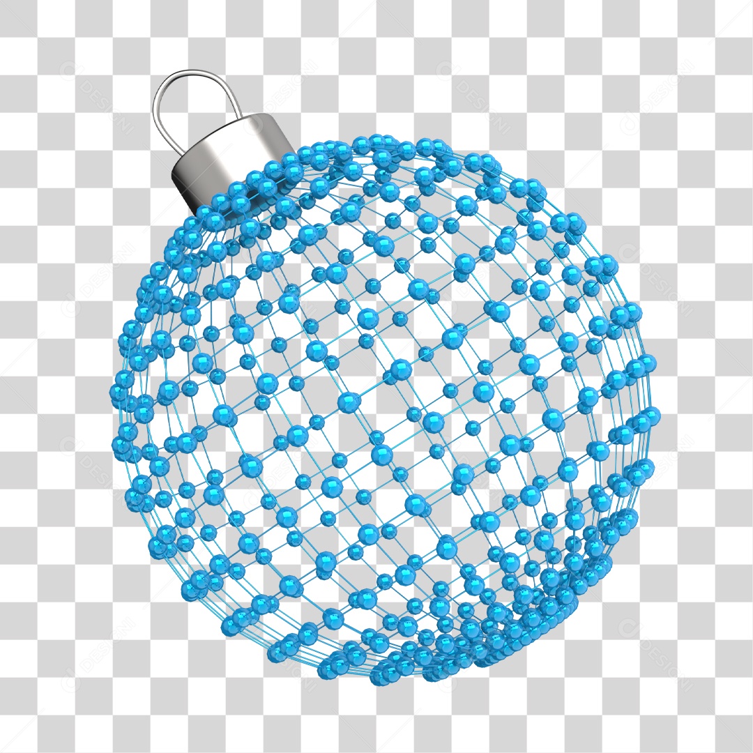 Bola de Natal Azul Elemento 3D para Composição PNG