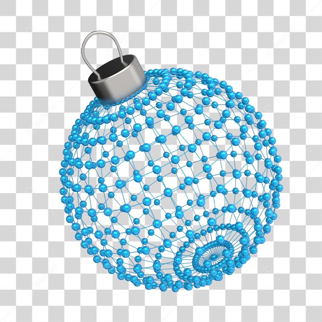 Bola de Natal Azul Elemento 3D para Composição PNG