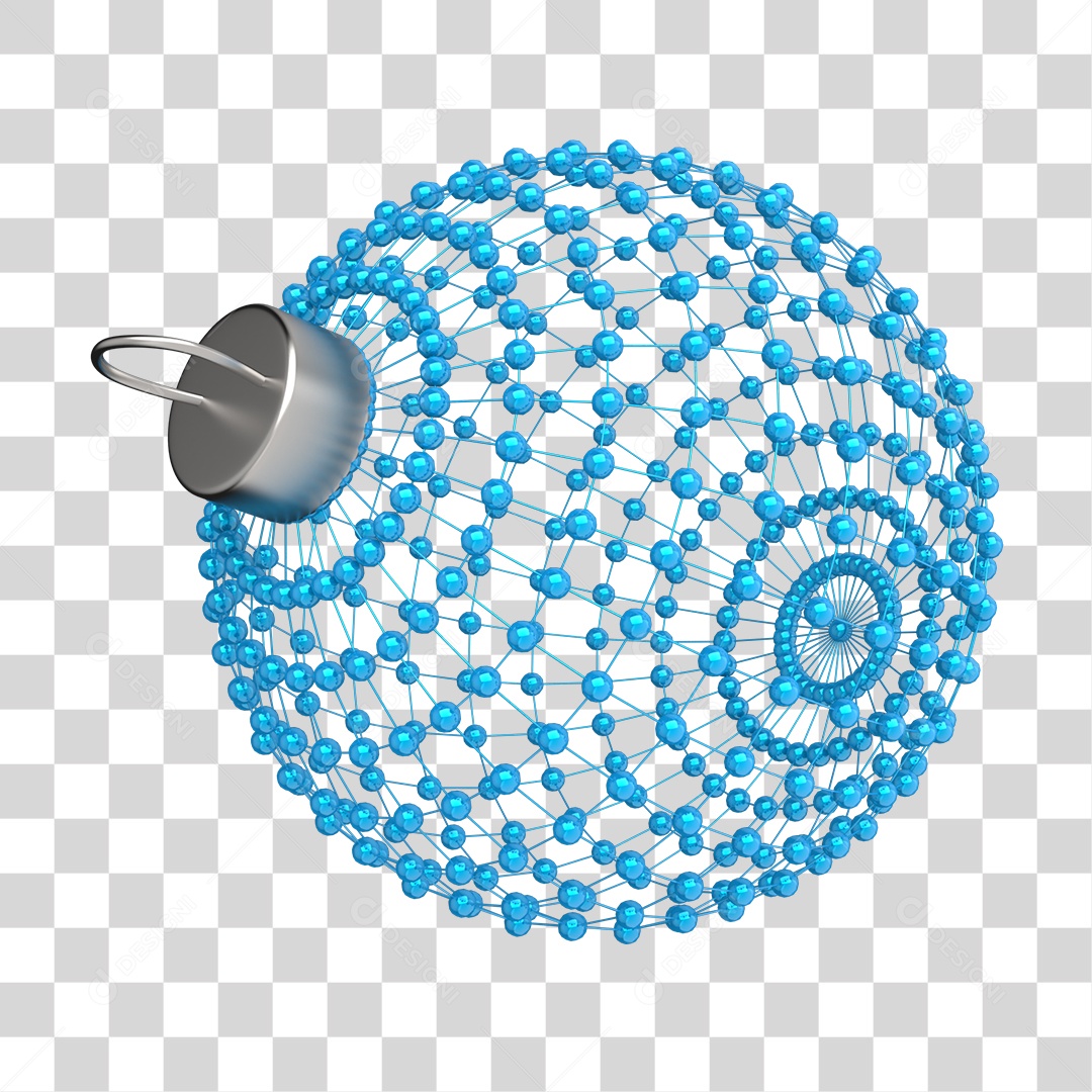 Bola de Natal Azul Elemento 3D para Composição PNG