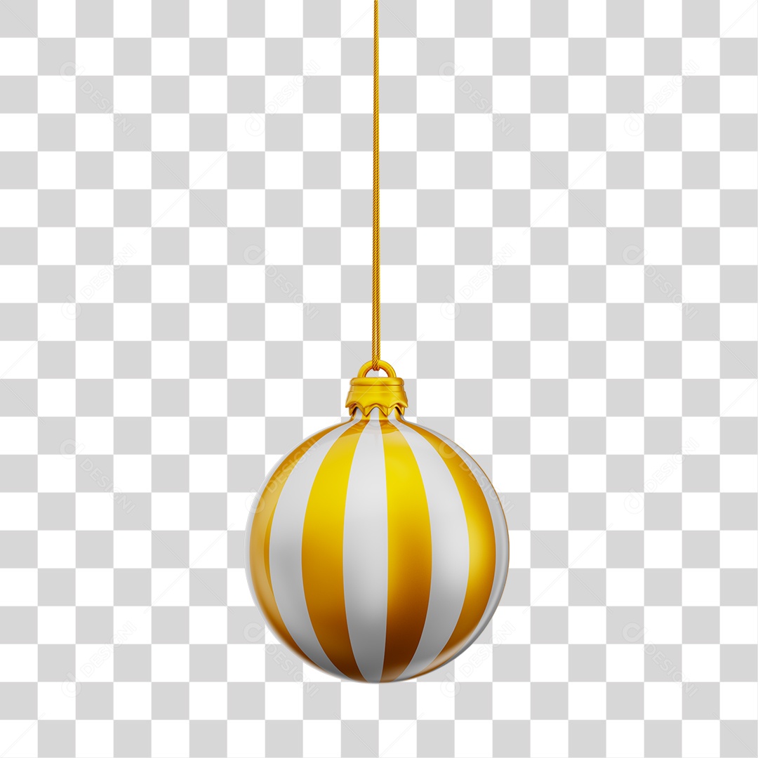 Bola de Natal Branca Com Listra Dourada Pendurada Por Cordão PNG