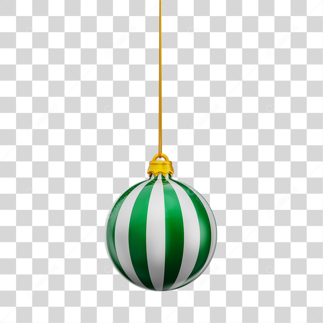 Bola de Natal Branca Com Listra Verde Pendurada Por Cordão  PNG