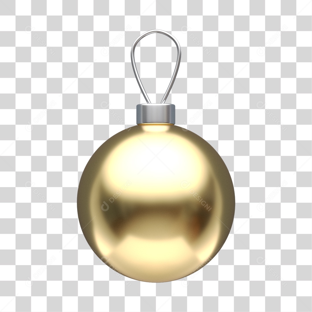 Bola de Natal Dourada Elemento 3D PNG