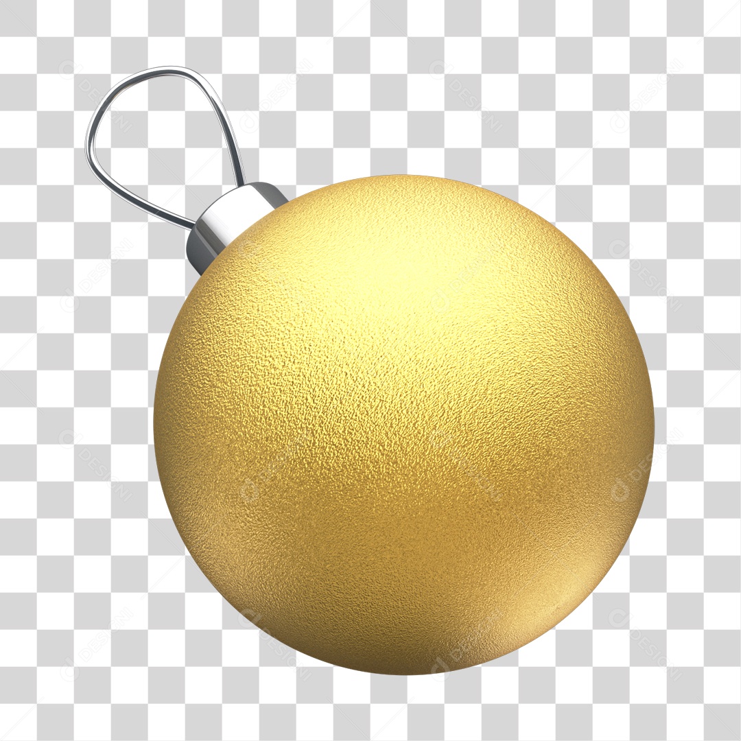 Bola de Natal Dourada Elemento 3D PNG