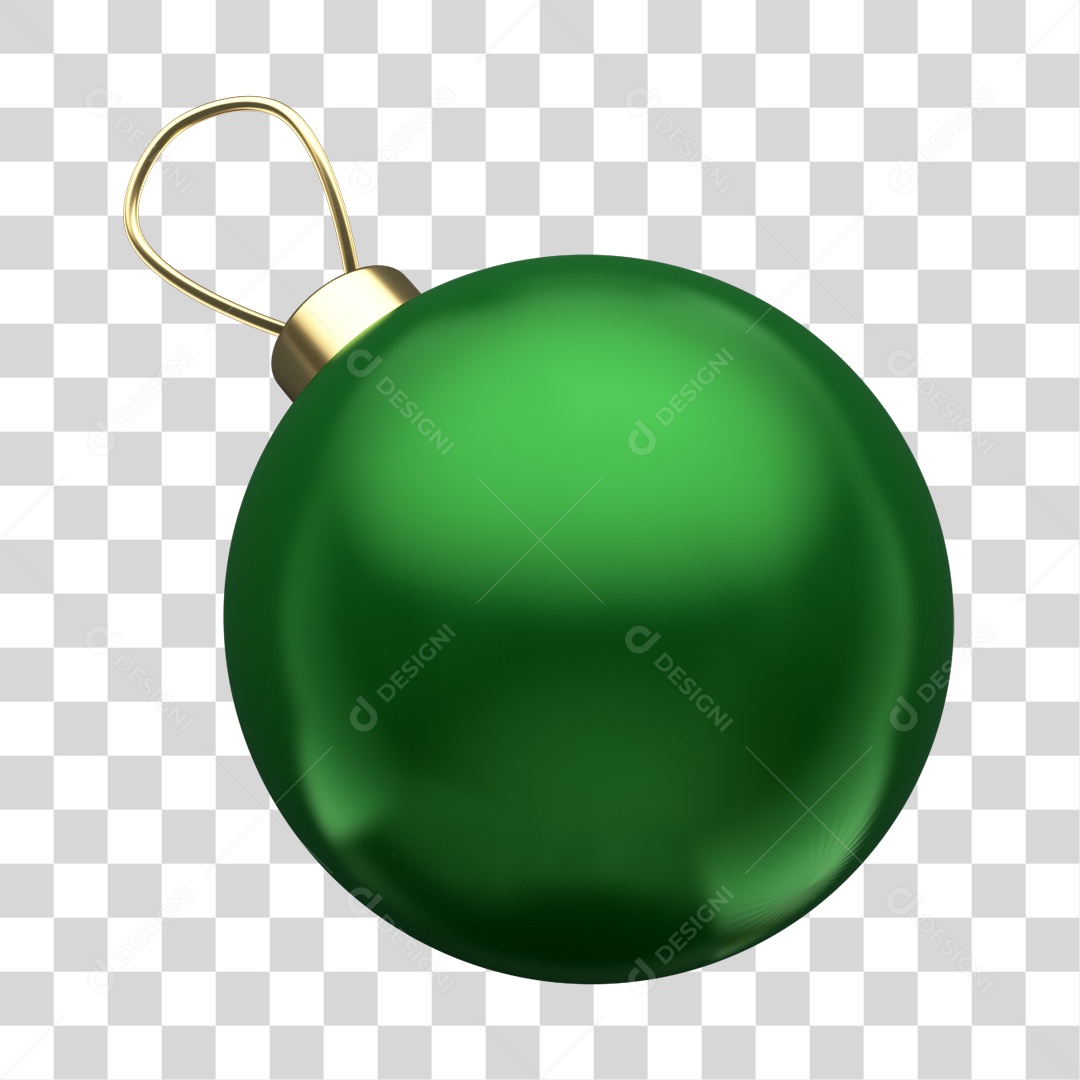 Bola de Natal Verde Elemento 3D para Composição PNG