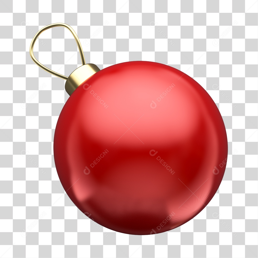 Bola de Natal Vermelha Elemento 3D para Composição PNG