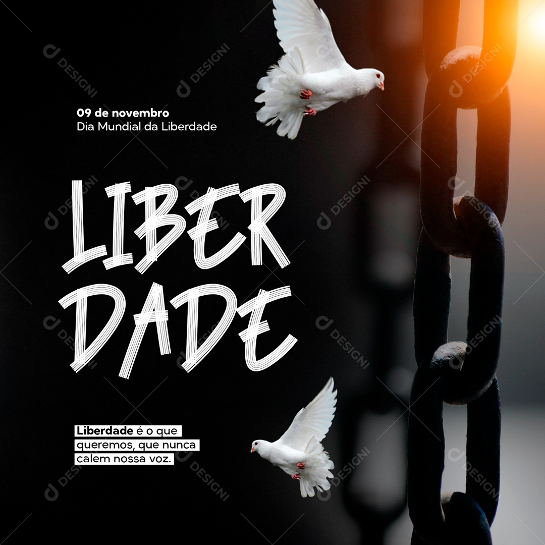 Dia Mundial da Liberdade 9 de Novembro Social Media PSD Editável