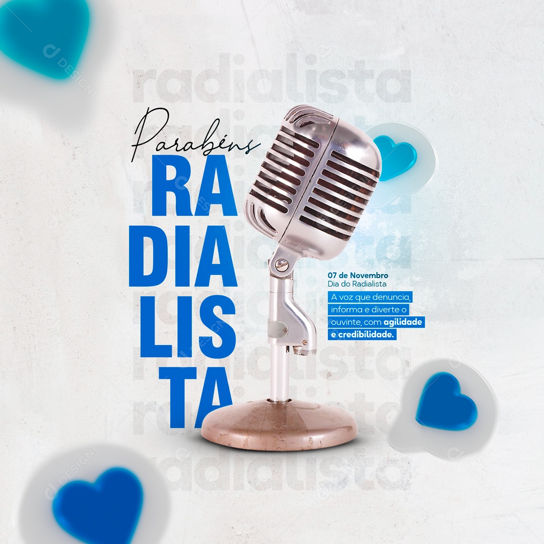 Data Comemorativa Dia do Radialista 7 de Novembro Social Media PSD Editável