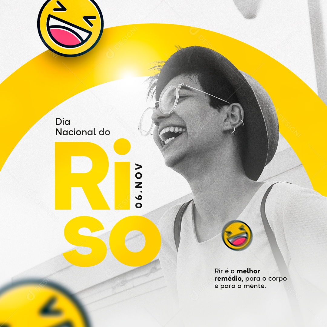 Um Dia Sem Riso é Um Dia Desperdiçado Dia Nacional do Riso Social Media PSD Editável