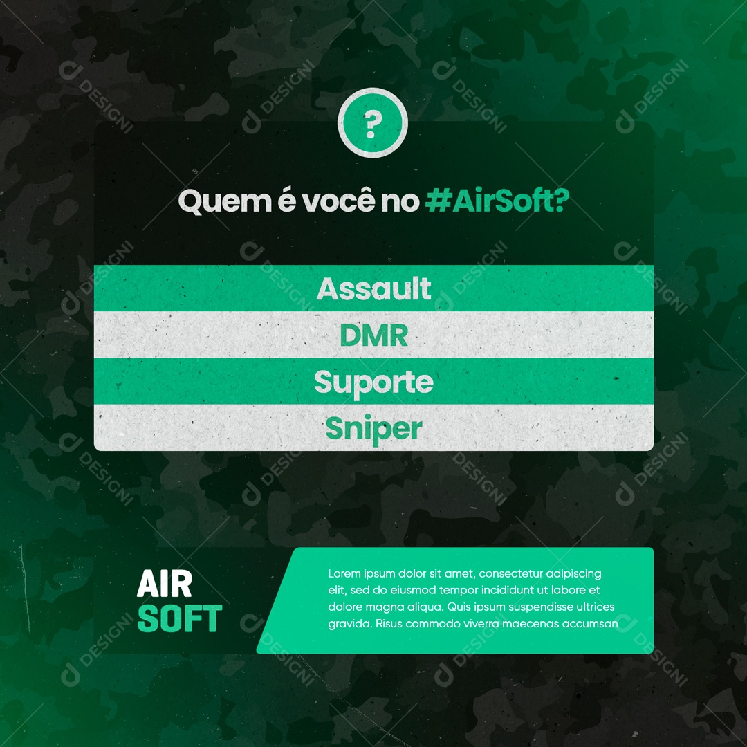 Quem você é no Airsoft? Social Media PSD Editável