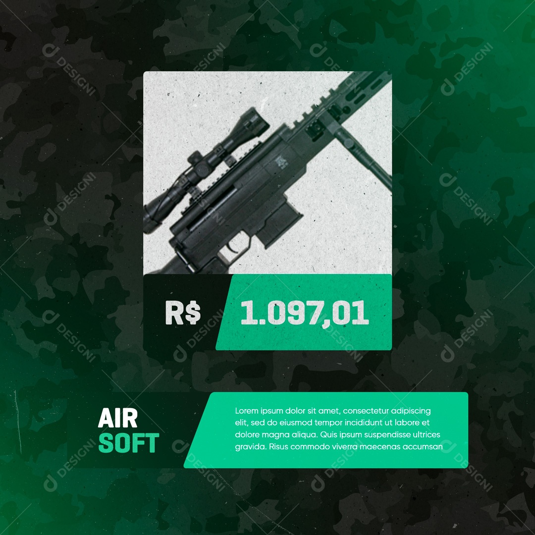 Loja de Airsoft Armas Social Media PSD Editável