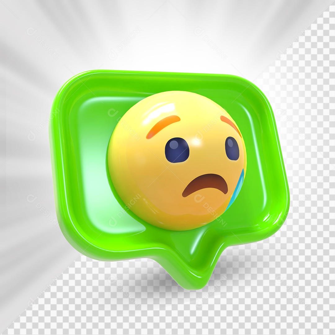 Emoji de Comentário Verde Triste Elemento 3D Para Composição PSD