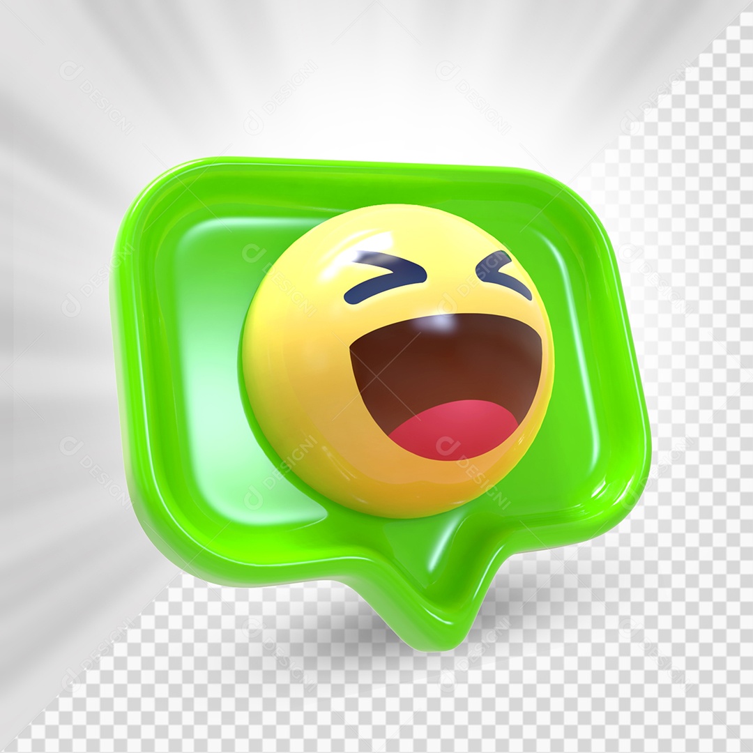 Emoji de Comentário Verde Feliz  Elemento 3D Para Composição PSD