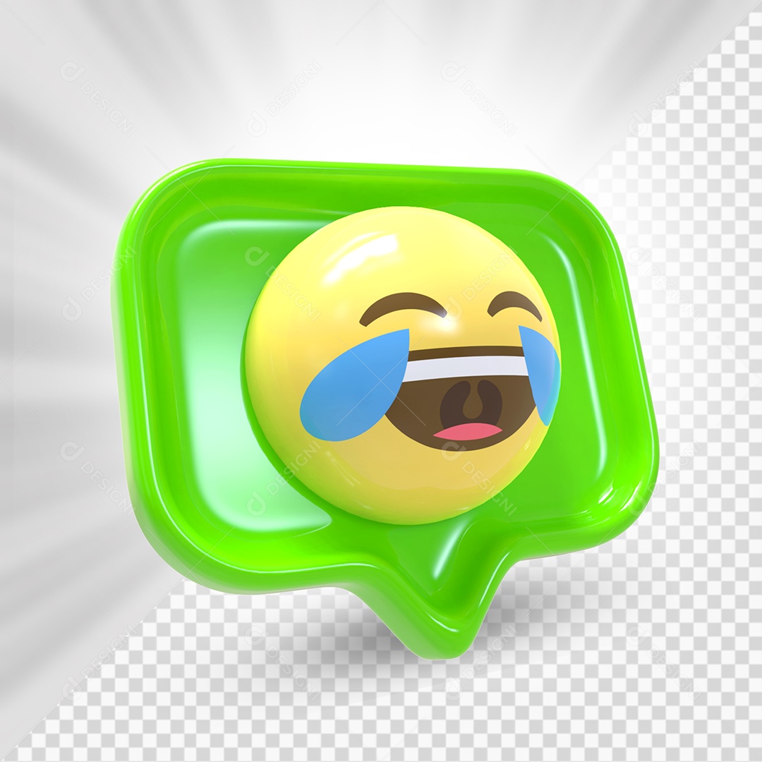 Emoji de Comentário Verde Feliz se Acabando de Rir Elemento 3D Para Composição PSD