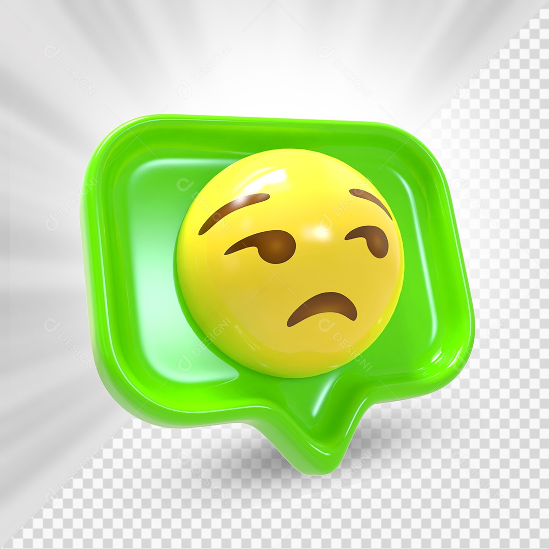 Emoji de Comentário Verde Entediado Elemento 3D Para Composição PSD
