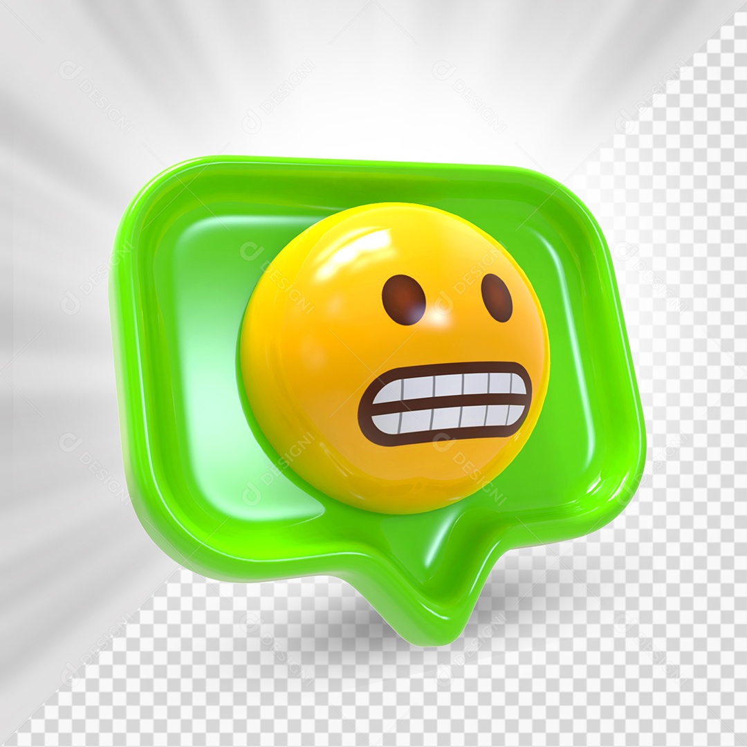 Emoji de Comentário Verde Careta Elemento 3D Para Composição PSD