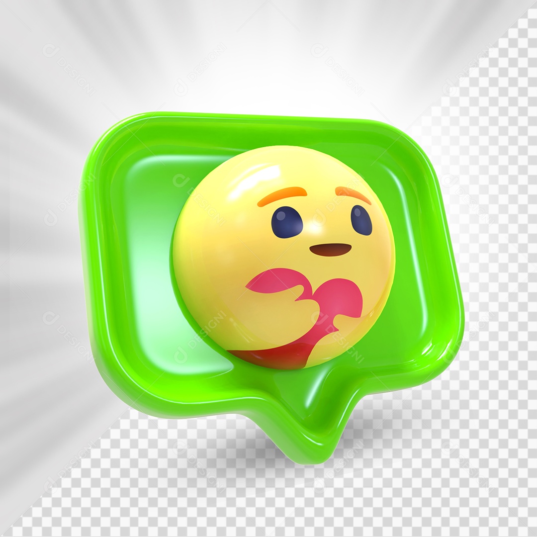 Emoji de Comentário Verde Feliz Abraçando O Coração Elemento 3D Para Composição PSD