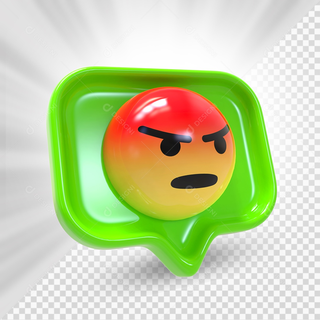 Emoji de Comentário Verde Zangado Elemento 3D Para Composição PSD