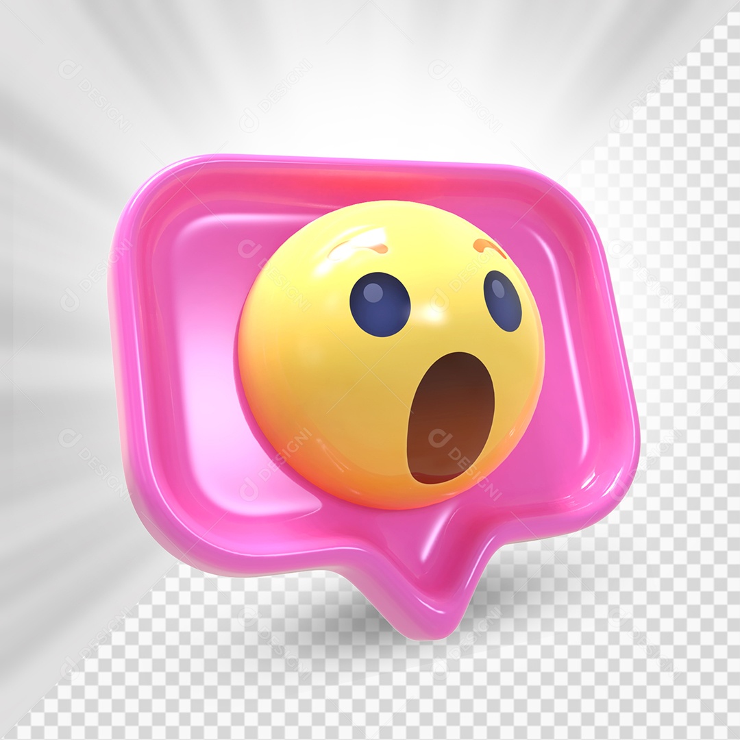 Emoji de Comentário Rosa Surpreso Elemento 3D Para Composição PSD