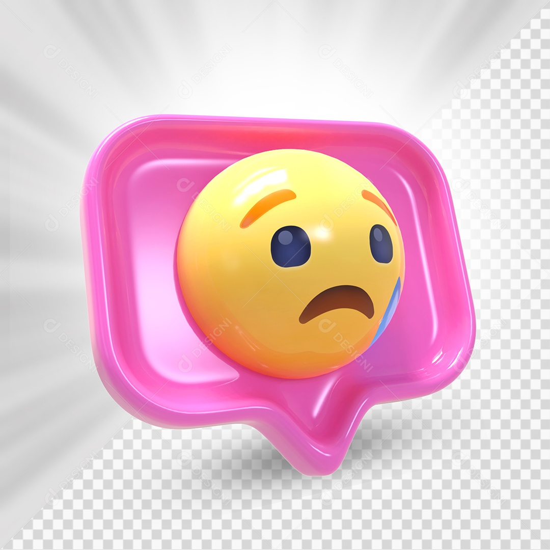 Emoji de Comentário Rosa Triste Elemento 3D Para Composição PSD