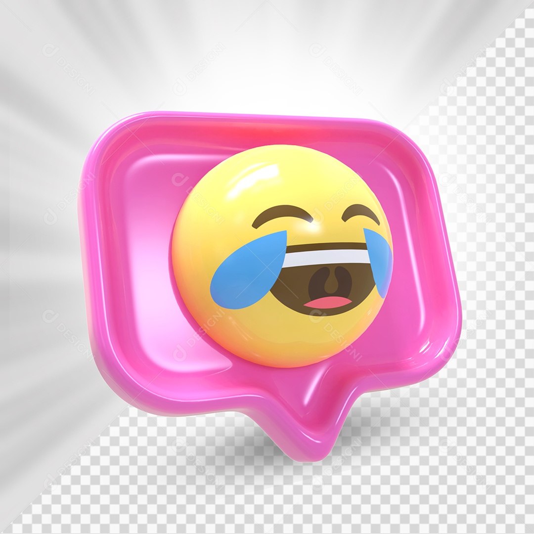 Emoji de Comentário Rosa Feliz se Acabando de Rir Elemento 3D Para Composição PSD