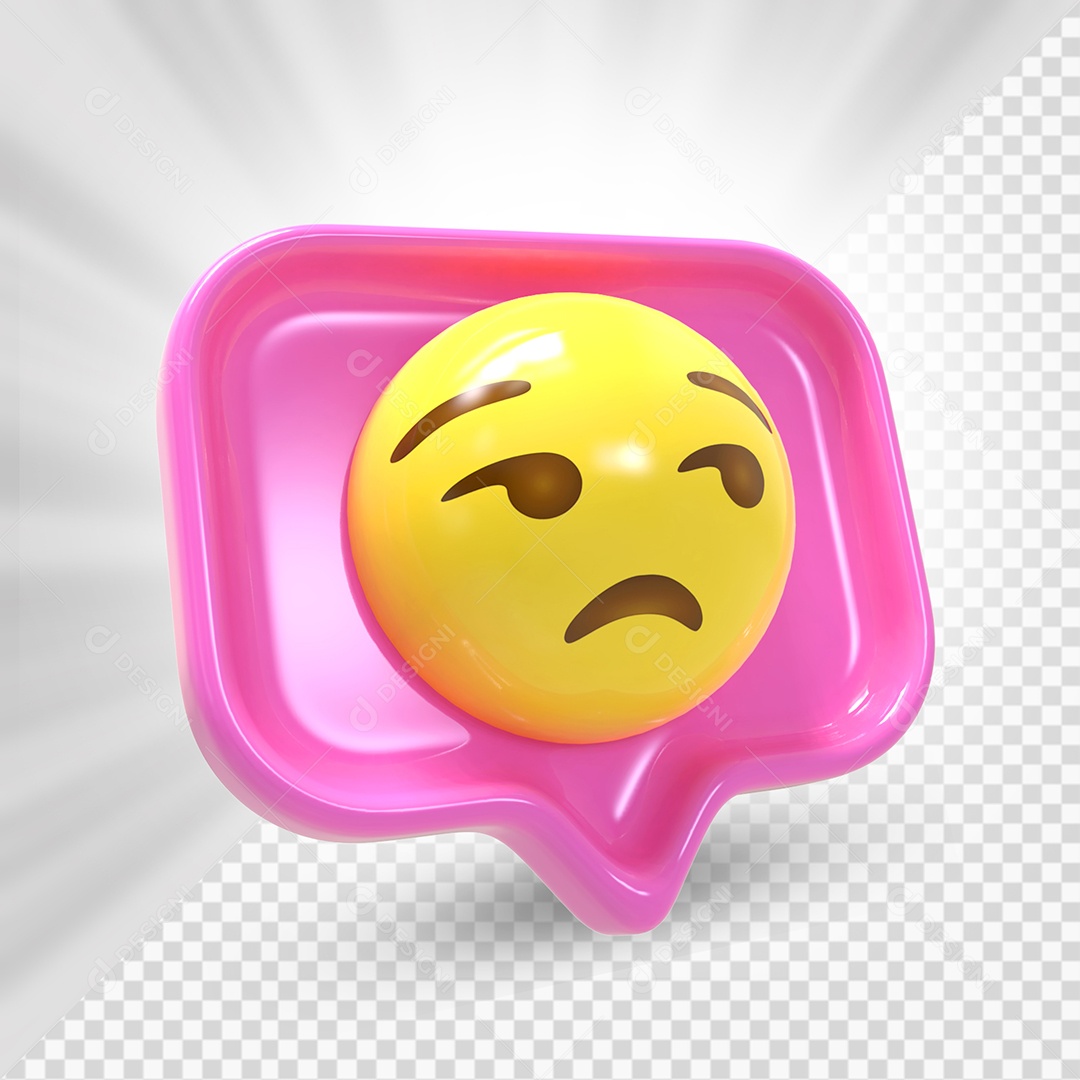 Emoji de Comentário Rosa Entediado Elemento 3D Para Composição PSD