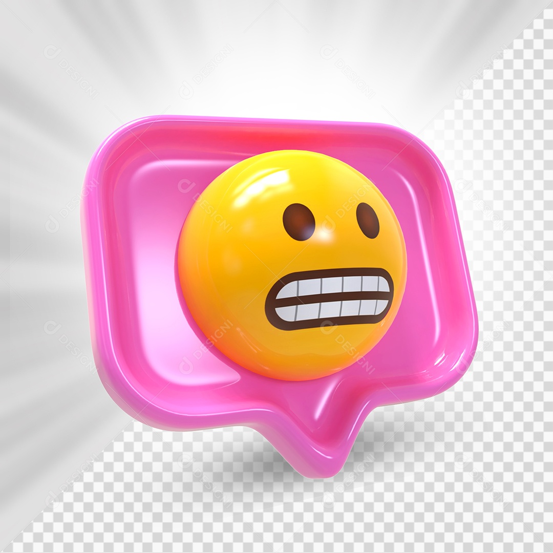 Emoji de Comentário Rosa Careta Elemento 3D Para Composição PSD