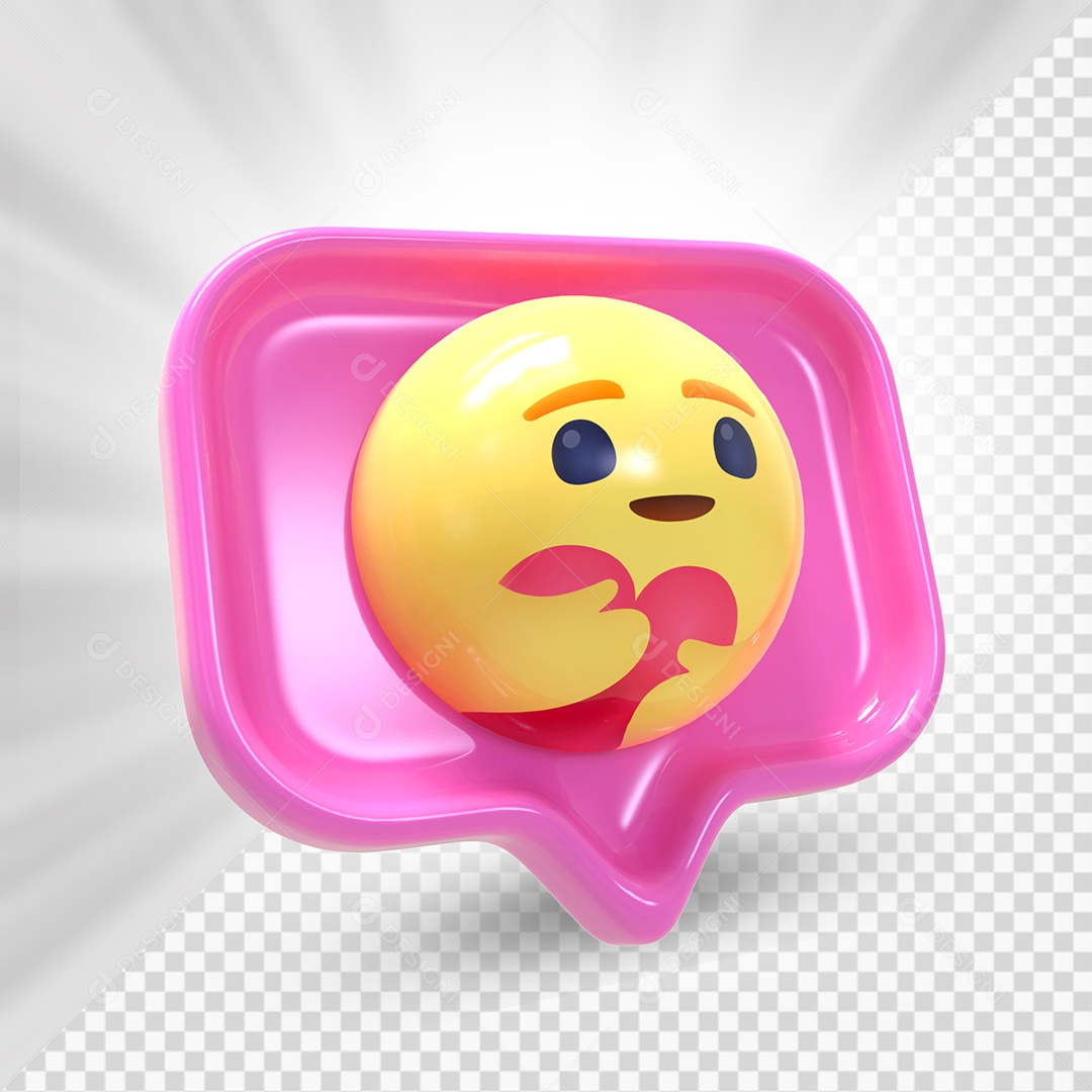 Emoji de Comentário Rosa Abraçando O Coração Elemento 3D Para Composição PSD