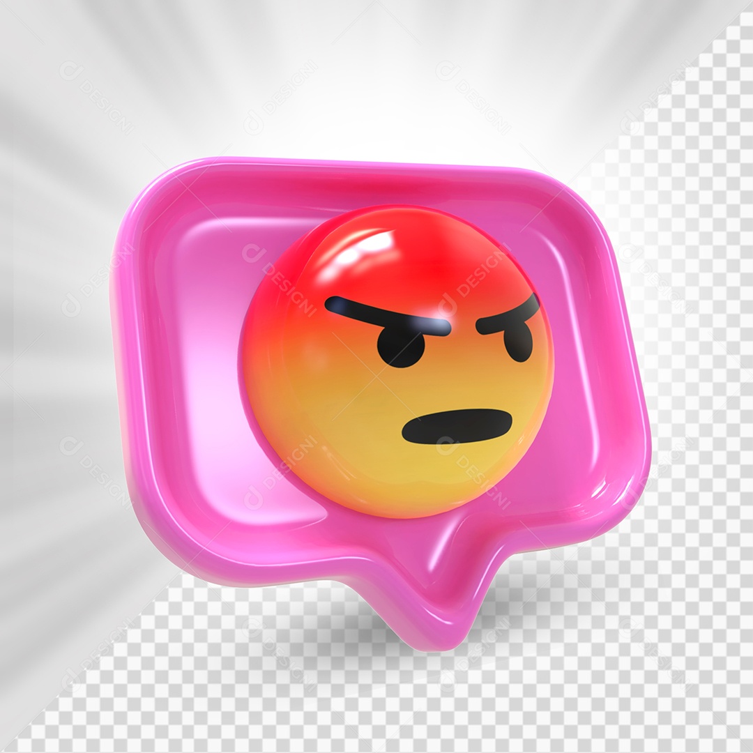 Emoji de Comentário Rosa Zangado Elemento 3D Para Composição PSD
