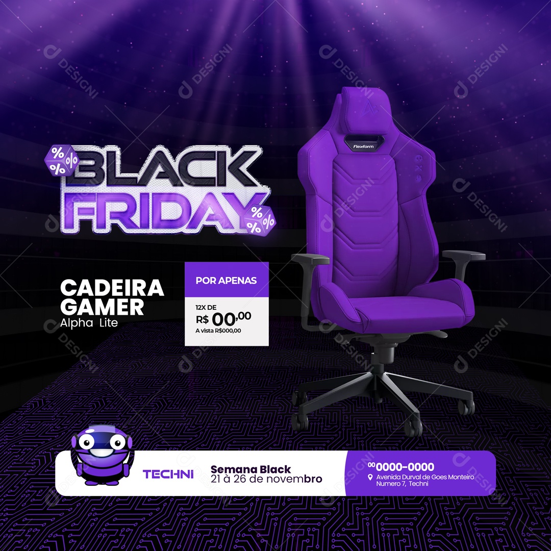 Black Friday Cadeira Gamer Social Media PSD Editável