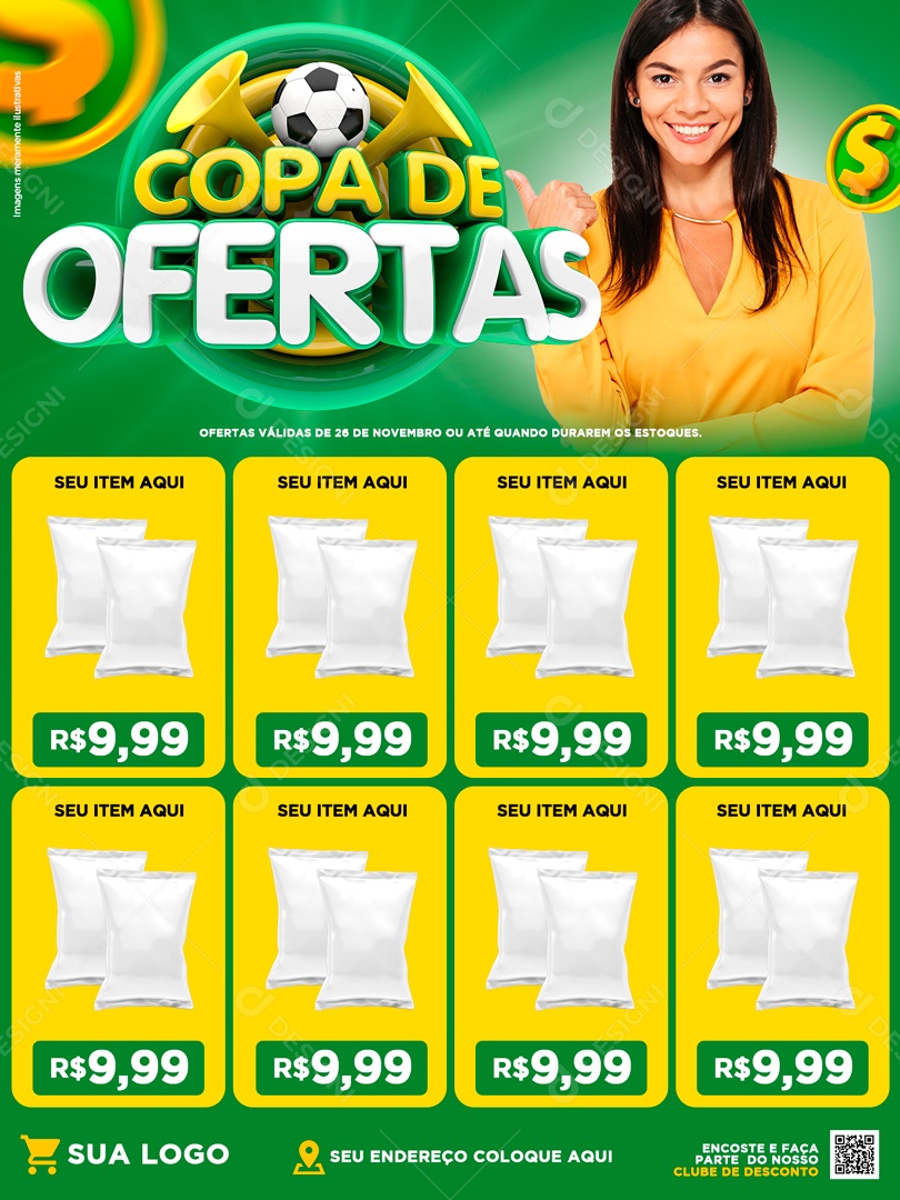 Encarte Copa de Ofertas Venha Conferir Social Media PSD Editável