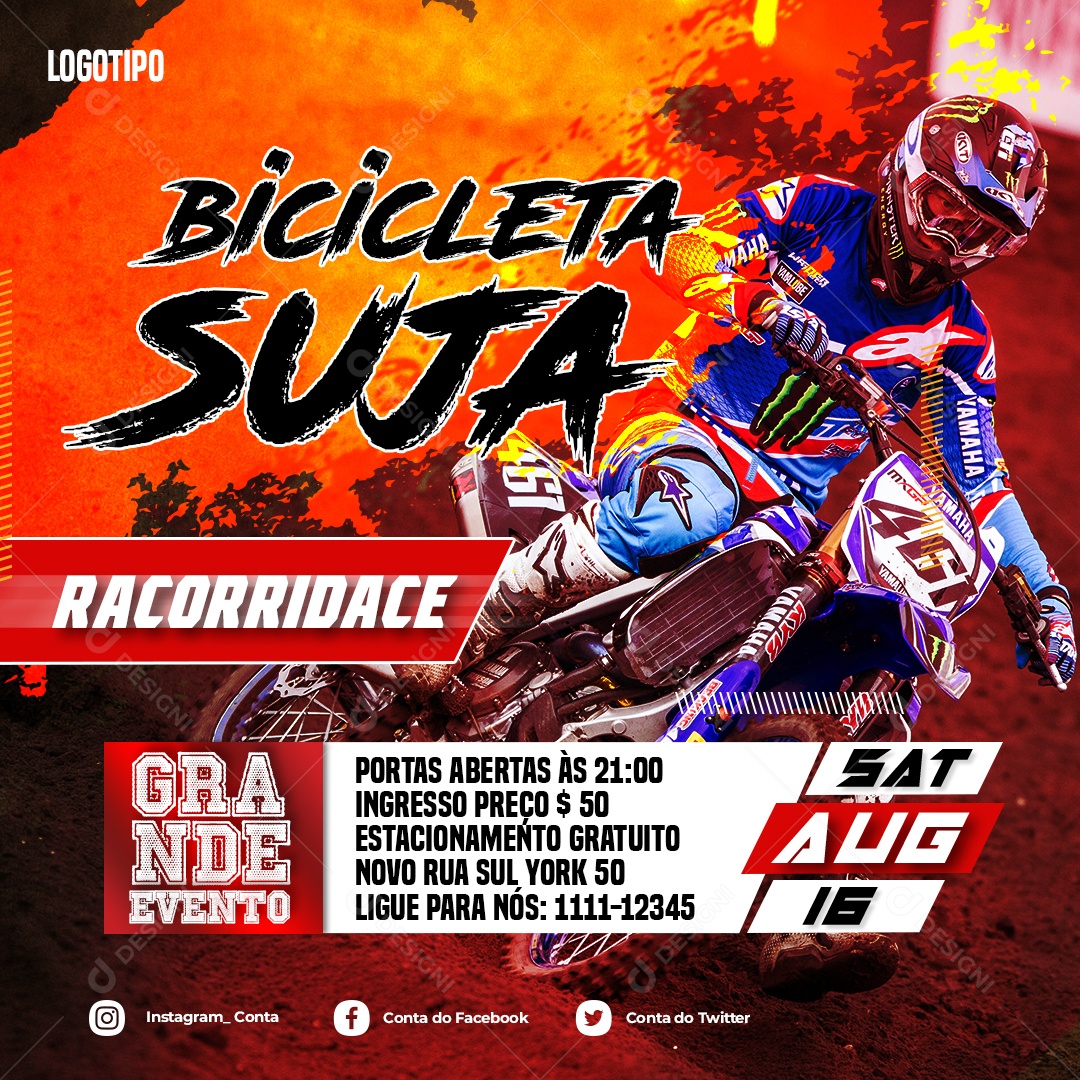 Social Media Esporte Bicicleta Suja PSD Editável