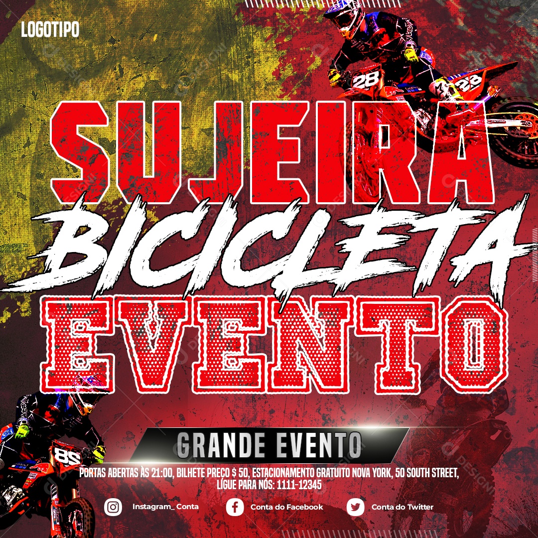 Social Media Esporte Sujeira Bicicleta Evento PSD Editável