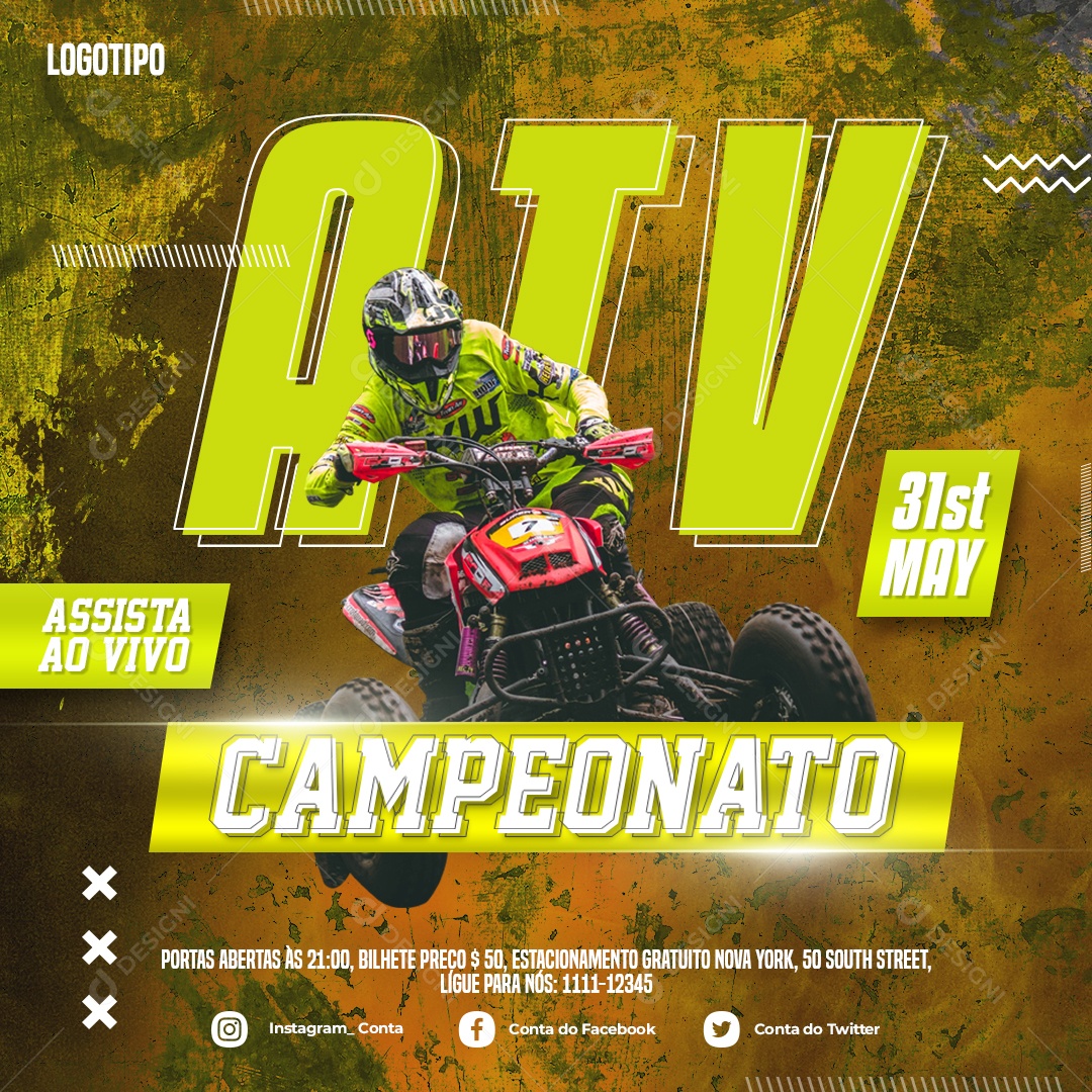 Social Media Esporte ATV Campeonato Quadriciclo PSD Editável