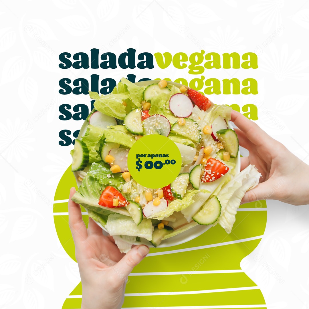 Alimentação Vegana Salada Social Media PSD Editável