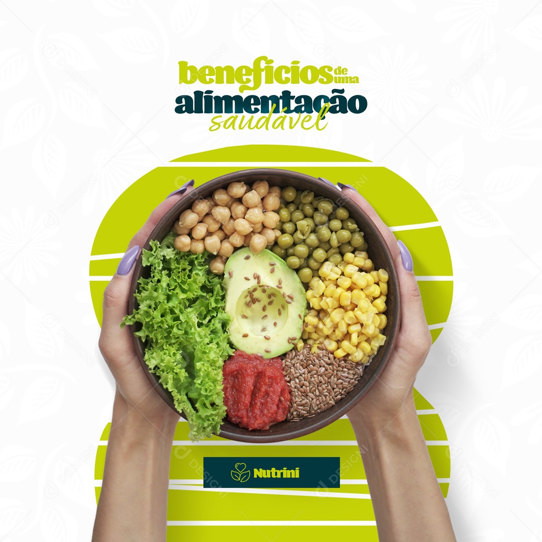 Benefícios de uma Alimentação Saudável Vegana Social Media PSD Editável