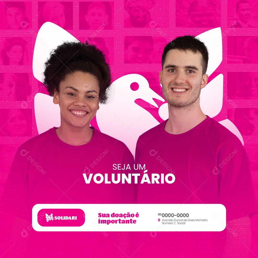 Social Media Ação Social Seja um Voluntário PSD editável