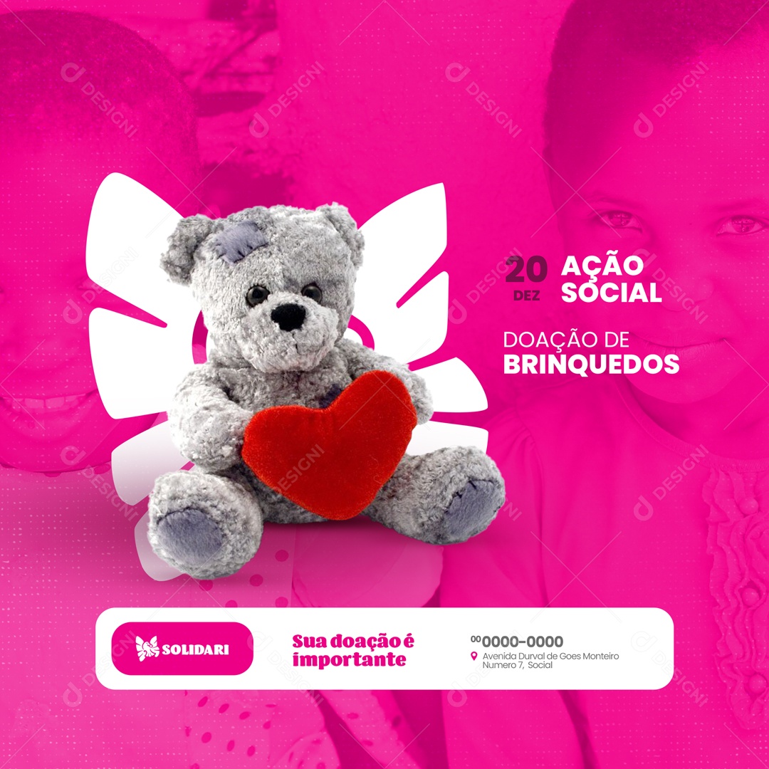 Ação Social Doação de Brinquedos Social Media PSD Editável