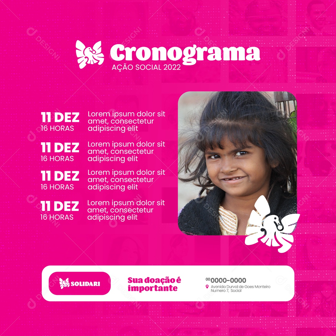 Cronograma Ação Social 2022 Social Media PSD Editável