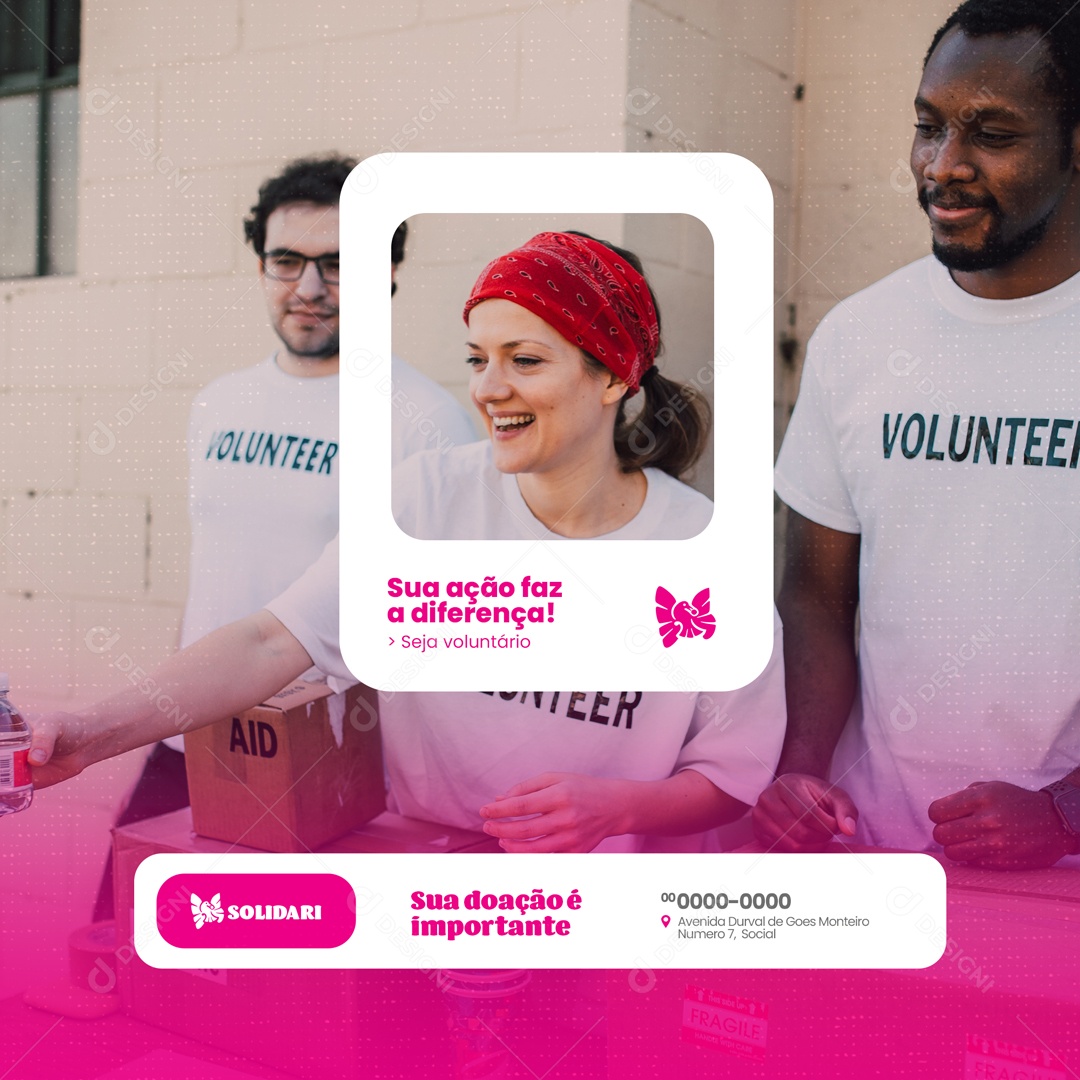 Social Media Seja Voluntário Ação Social PSD Editável