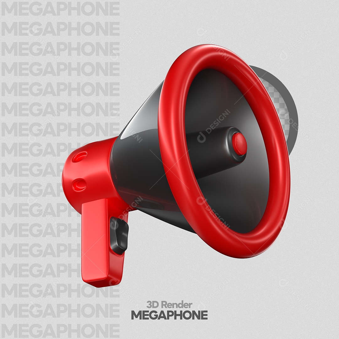 Megafone Vermelho e Preto Elemento 3D para Composição PSD