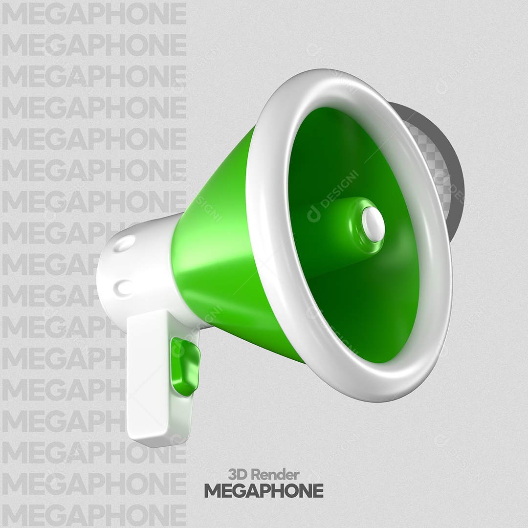 Megafone Verde e Branco Elemento 3D para Composição PSD