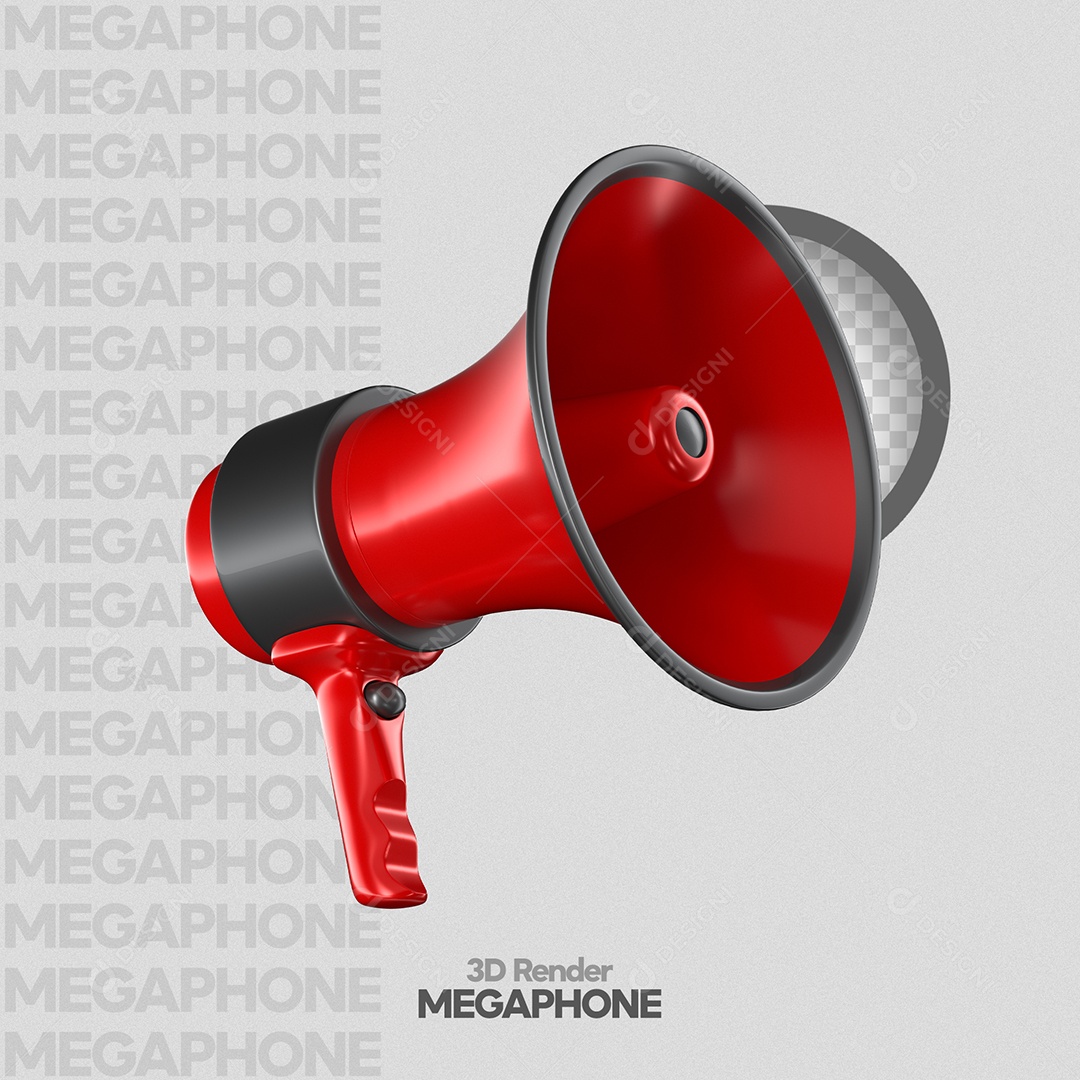 Megafone Vermelho e Preto Elemento 3D para Composição PSD