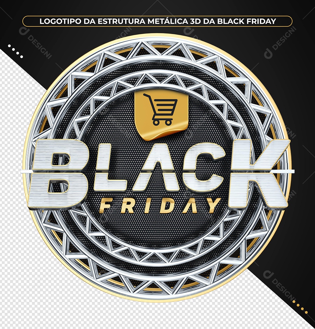 Black Friday Selo 3D Branco para Composição PSD