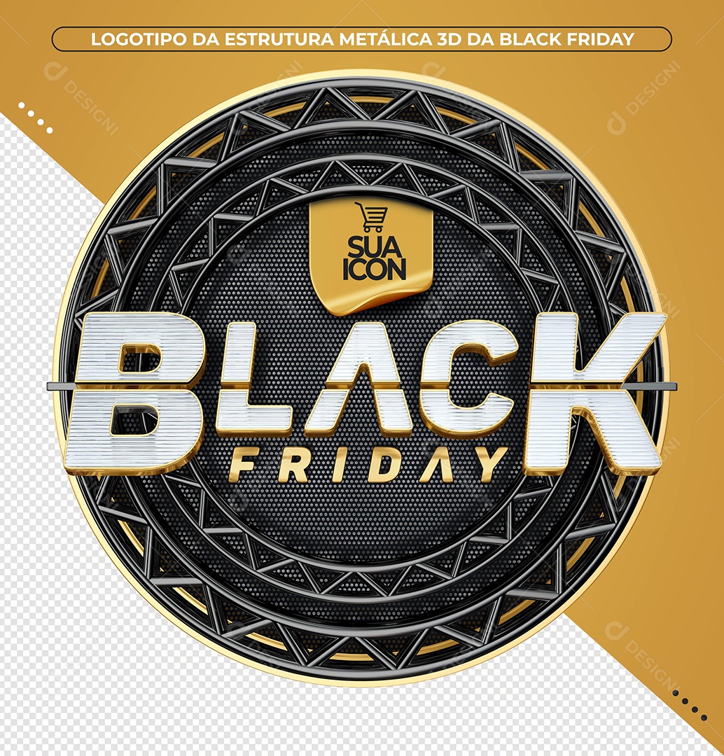 Black Friday Selo 3D para Composição PSD