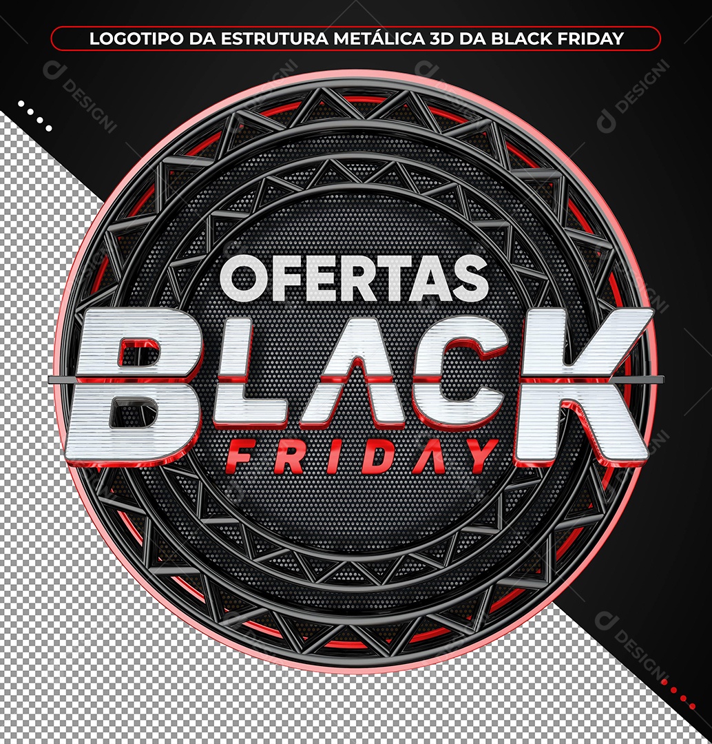 Ofertas Black Friday Selo 3D Branco para Composição PSD