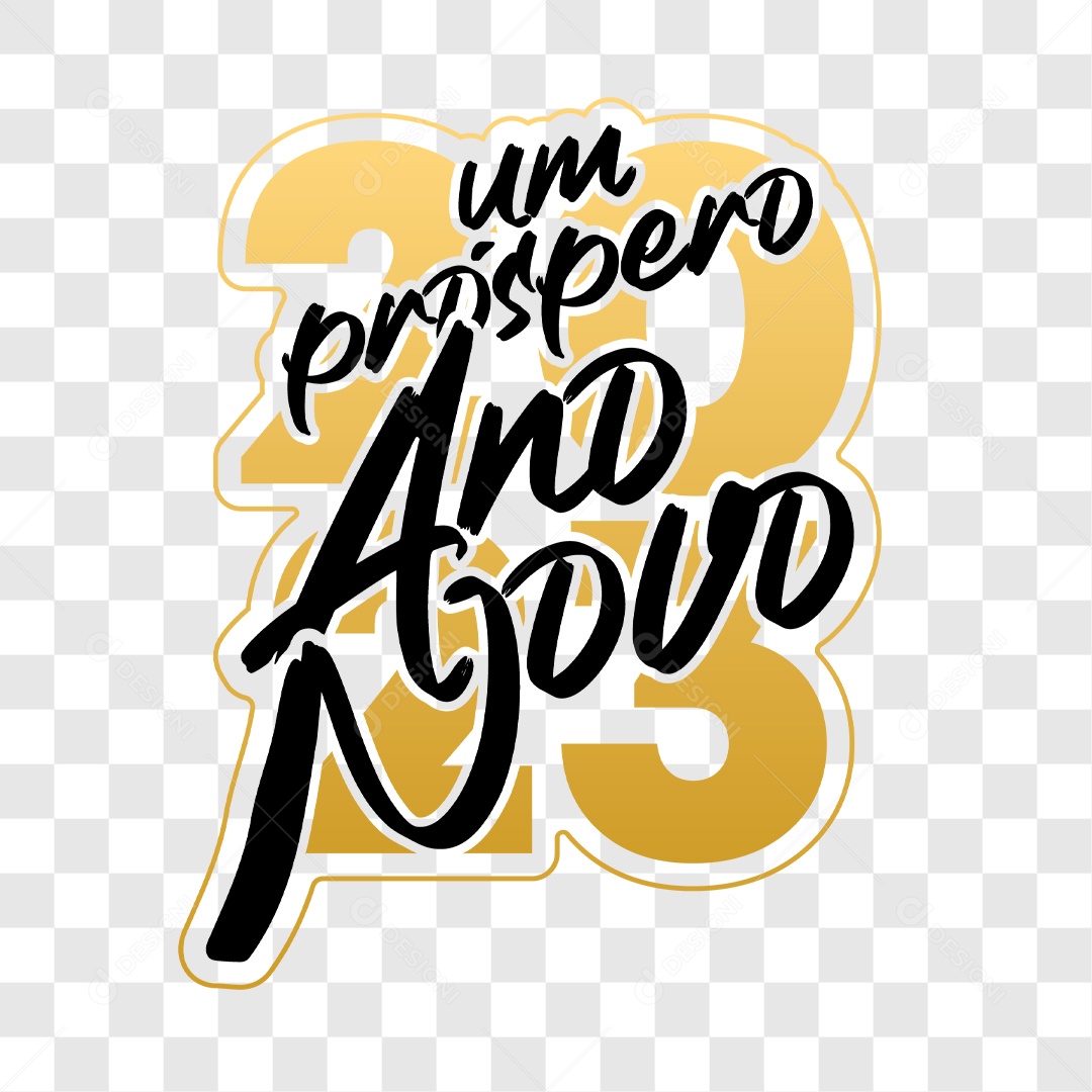 Lettering Um Próspero Ano Novo 2023 EPS + PNG