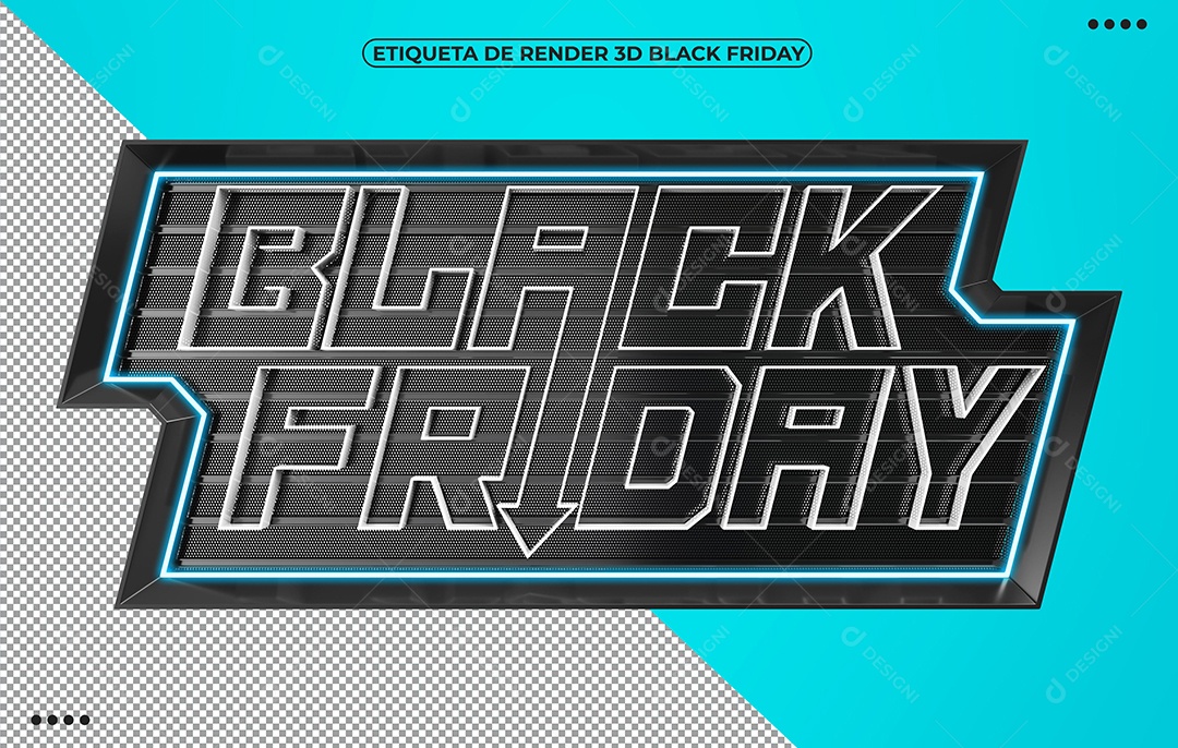 Black Friday 3D Preto e Branco para Composição PSD