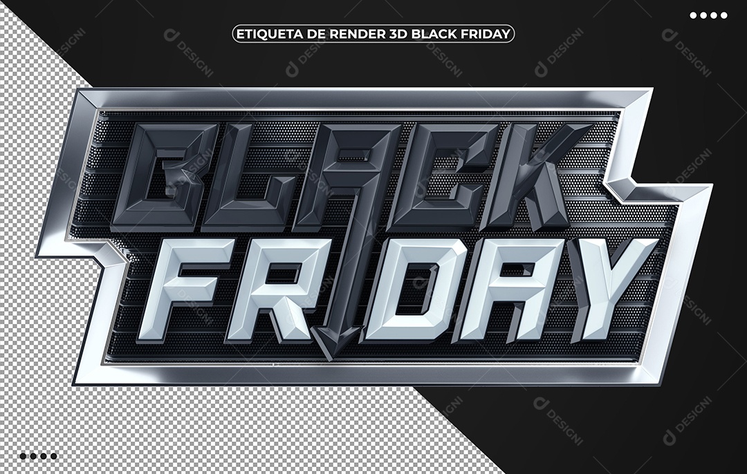 Black Friday 3D Preto e Branco para Composição PSD