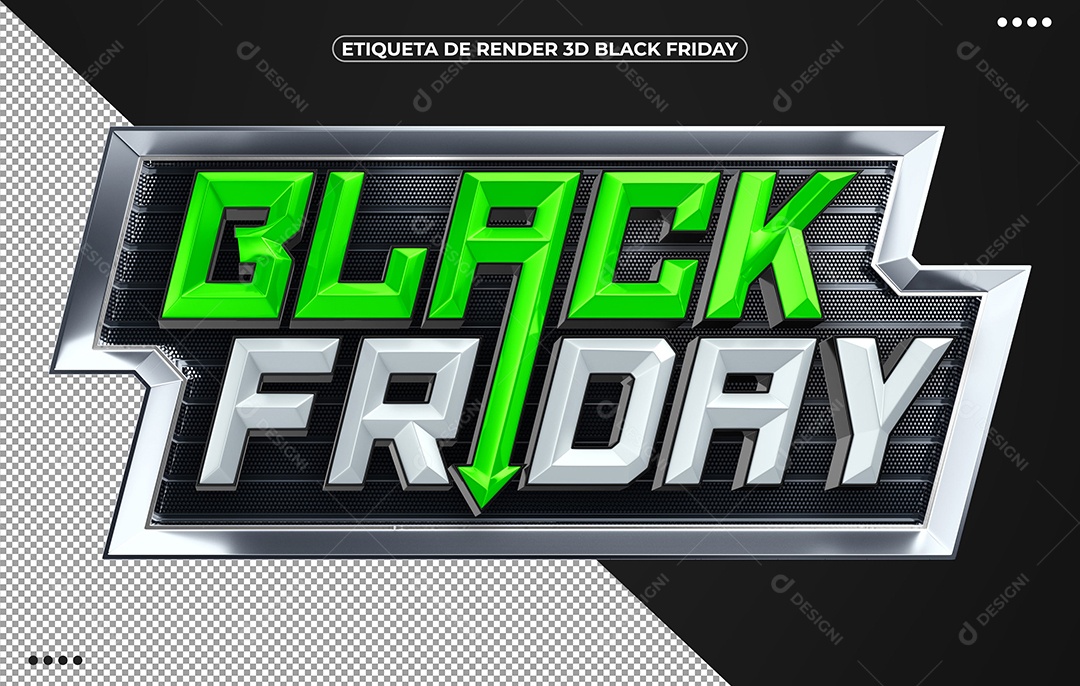 Black Friday 3D Verde e Branco para Composição PSD